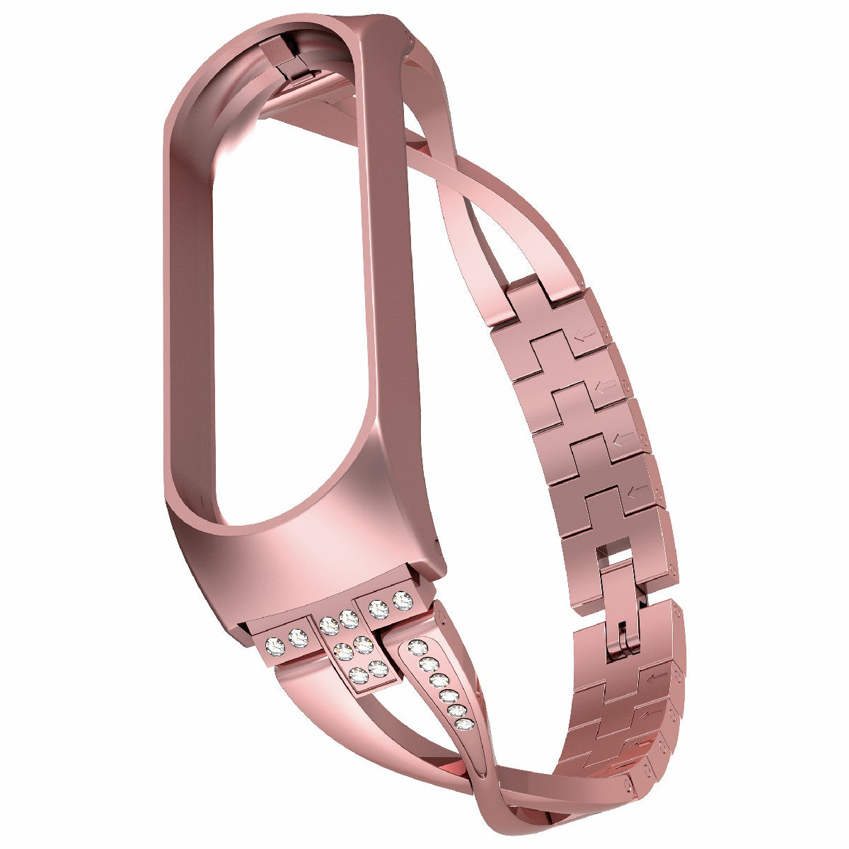 Metal Watch Strap with Diamond Decor X-shaped Steel Strap Replacement for Xiaomi Mi Band 4 3 Metal Watch Strap with Diamond Decor X-shaped Steel Strap Replacement for Xiaomi Mi Band 4 3